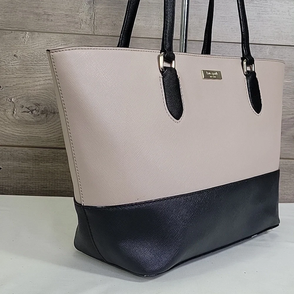 Kate Spade 2-Tone Saffiano Leather Black and Cream Women's Tote Bag